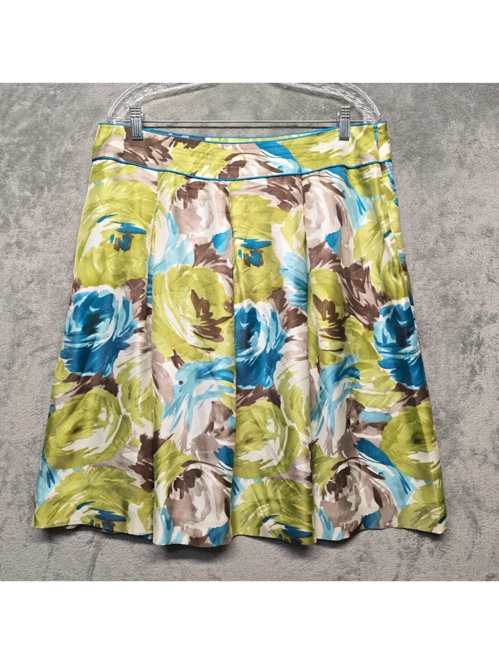 Talbots Floral Circle Skirt in Blue, Lime & Brown